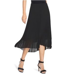 WHBM Pleated Black High-Low Midi Skirt Size 6 NWT